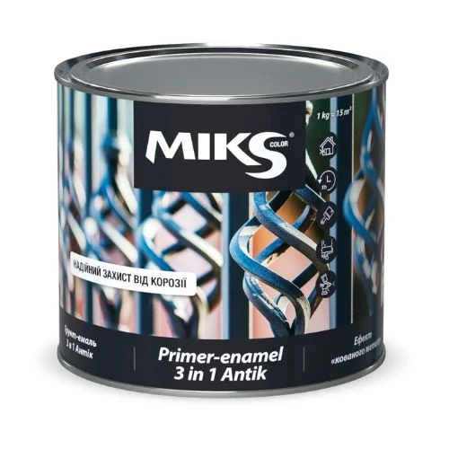 Грунт-эмаль 3 в 1 кованый металл Антик Miks Color серебристый, 0.75кг