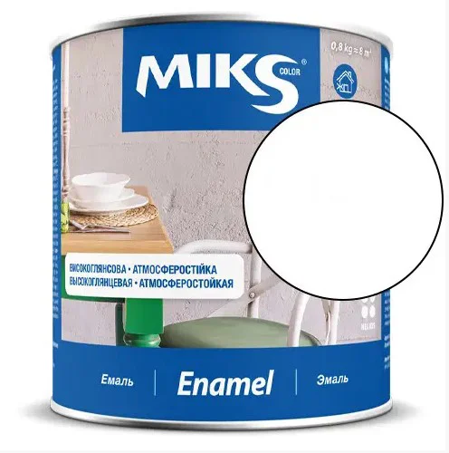 Эмаль алкидная Miks Color белый, 0.8кг