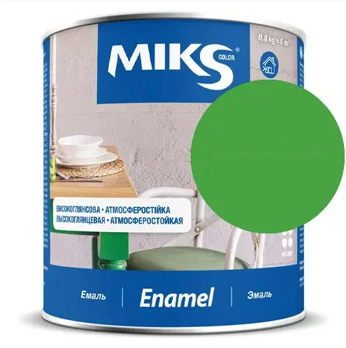 Эмаль алкидная Miks Color cалатовый, 0.8кг