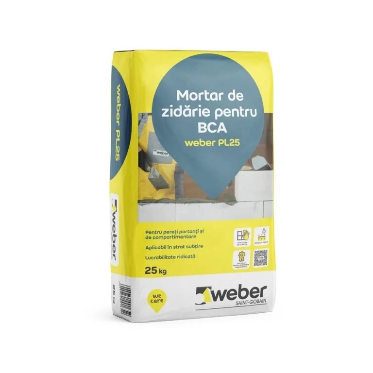 Кладочный раствор для газобетонные блоки - weber PL25, 25кг
