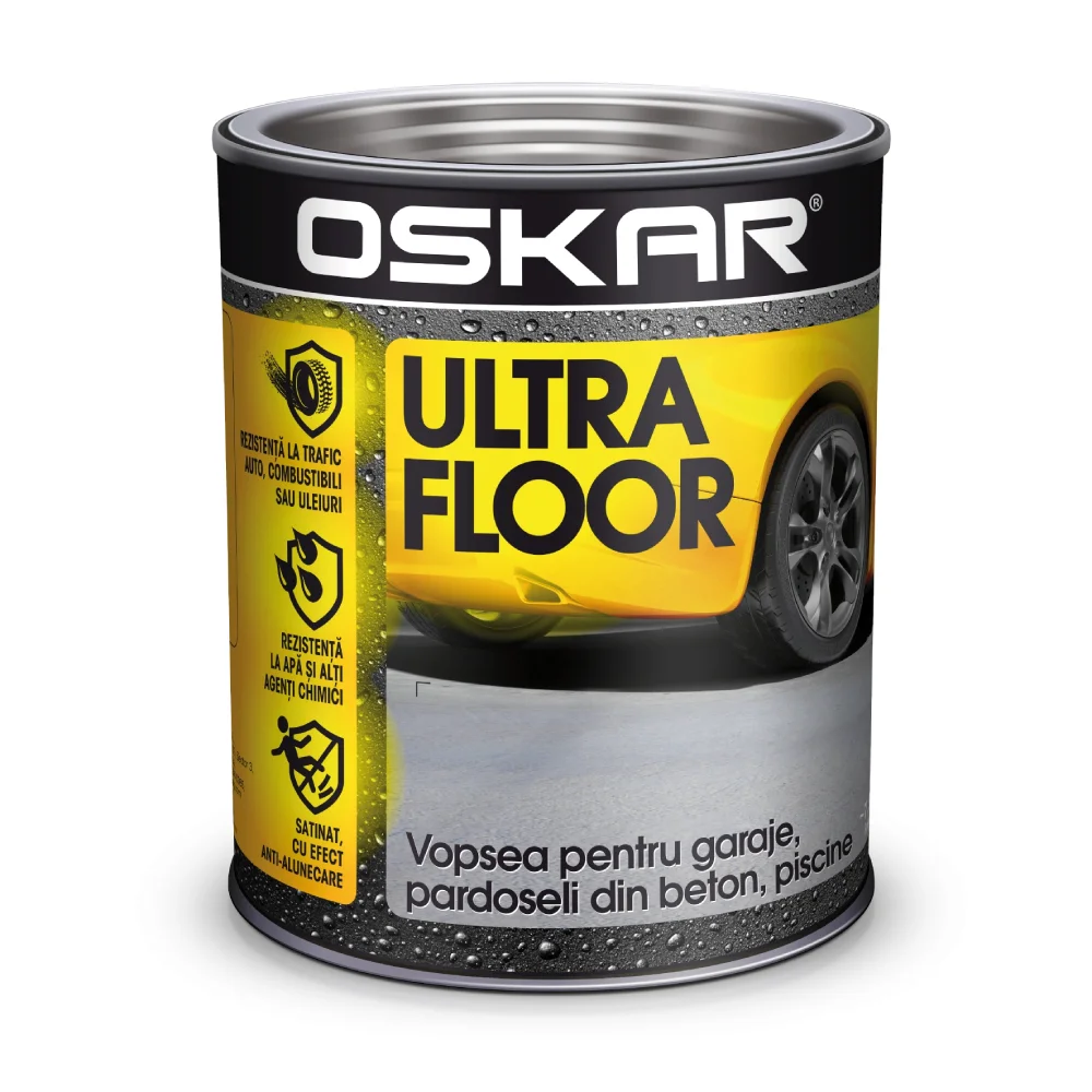 Vopsea OSKAR Ultra Floor 0.75L gri: rezistență maximă pentru garaje