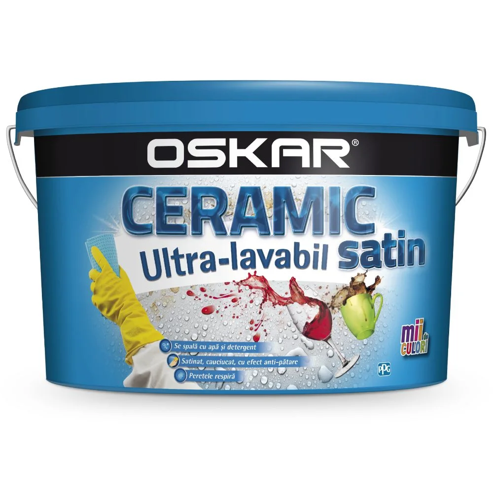Vopsea ultralavabila Oskar ceramic satinat, 2.5l